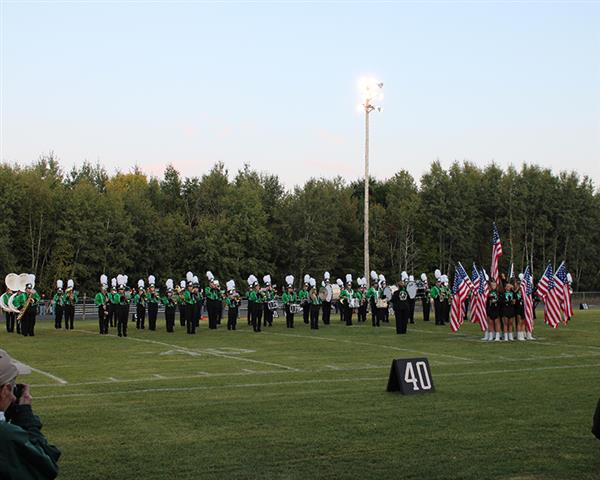 Band playing National Anthem at Homecoming Game